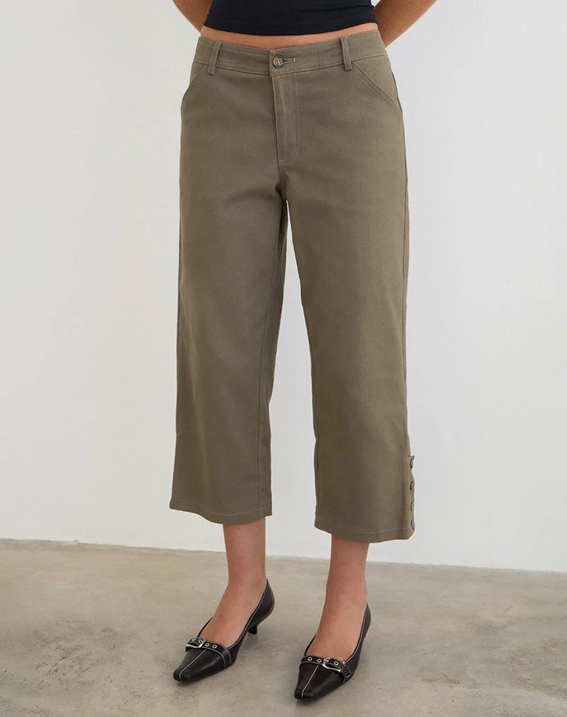 Selesa Capri-Hose aus Twill in Khaki - Image 3