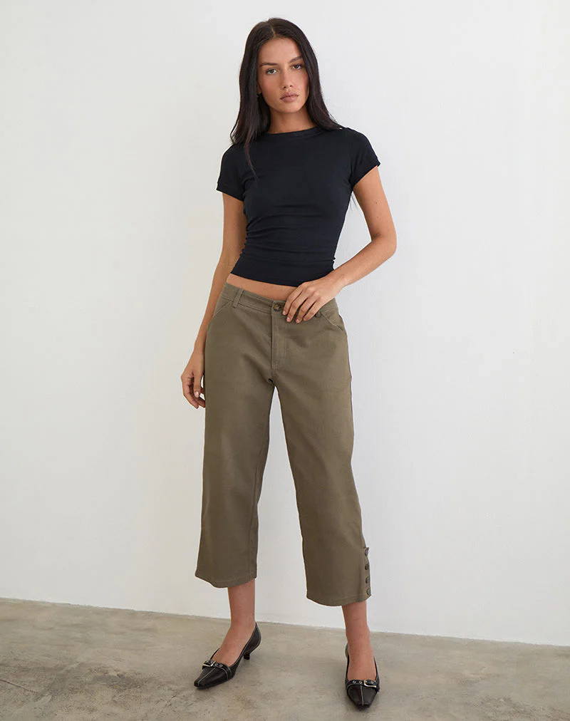 Selesa Capri-Hose aus Twill in Khaki - Image 5