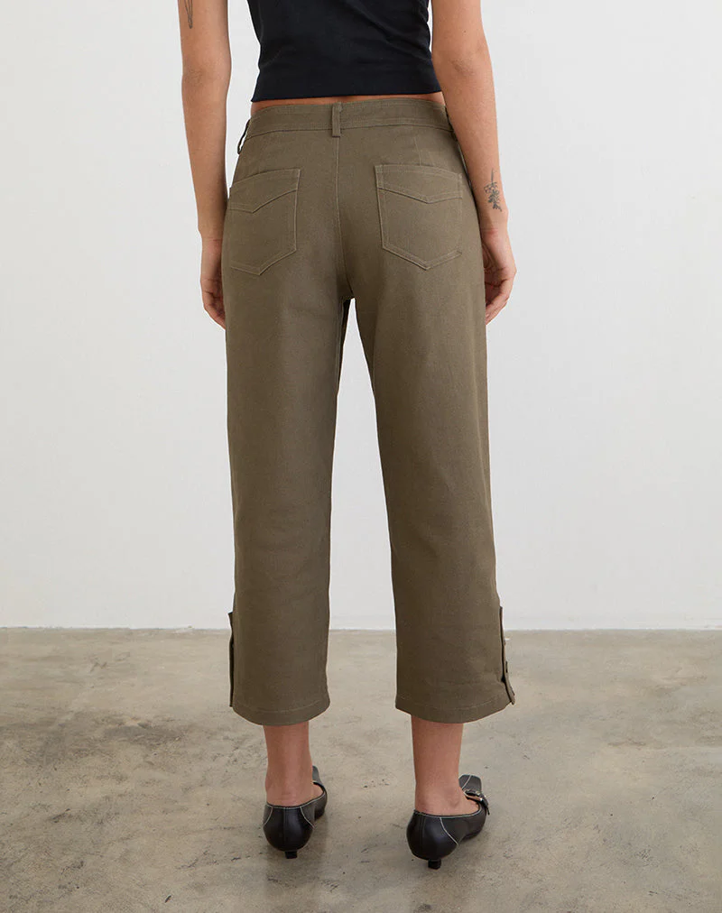 Selesa Capri-Hose aus Twill in Khaki - Image 7