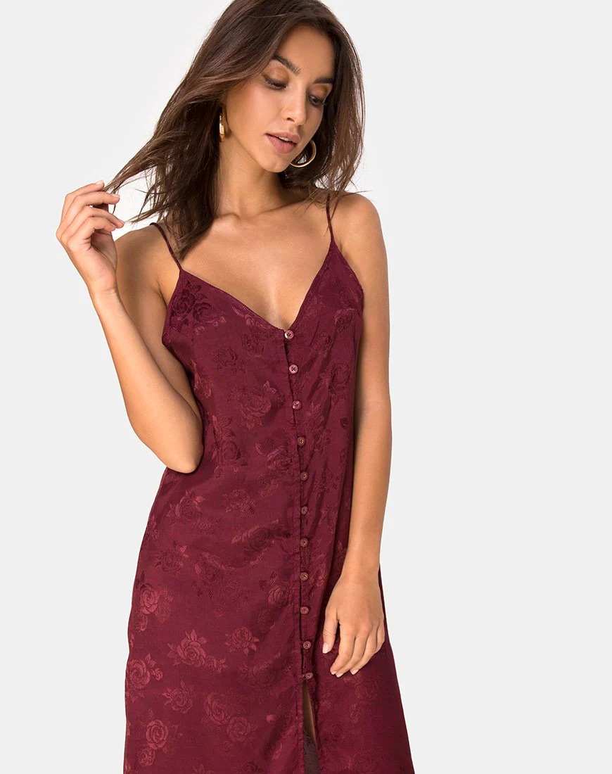 Senia Kleid aus Satin Rose Burgundy - Image 3