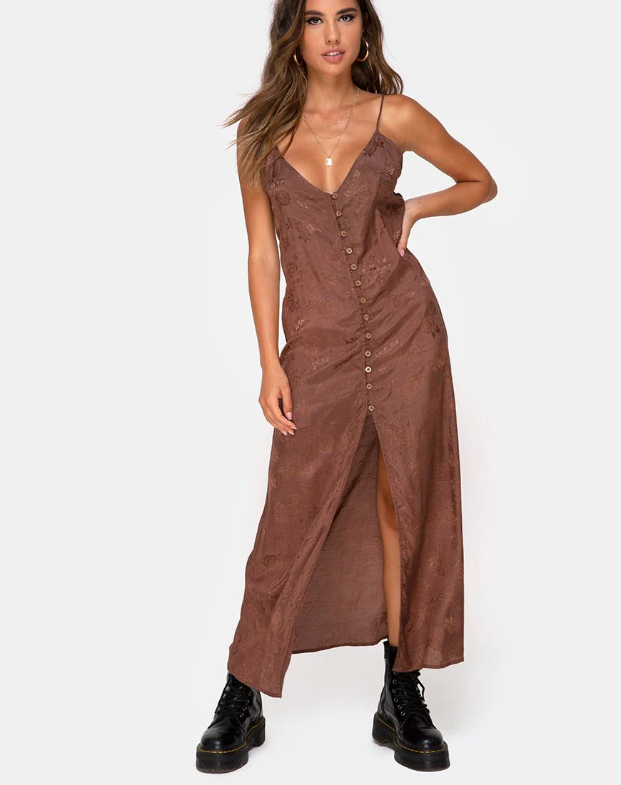Senia Kleid in Satin Rose Chocolate