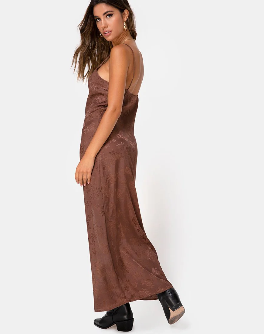 Senia Kleid in Satin Rose Chocolate - Image 2
