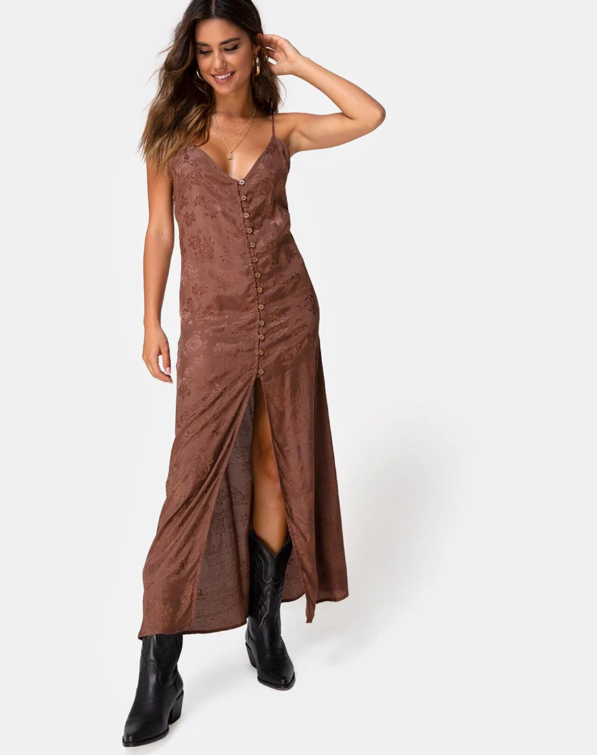 Senia Kleid in Satin Rose Chocolate - Image 3
