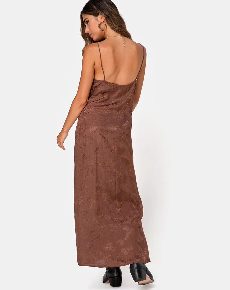 Senia Kleid in Satin Rose Chocolate - Image 4