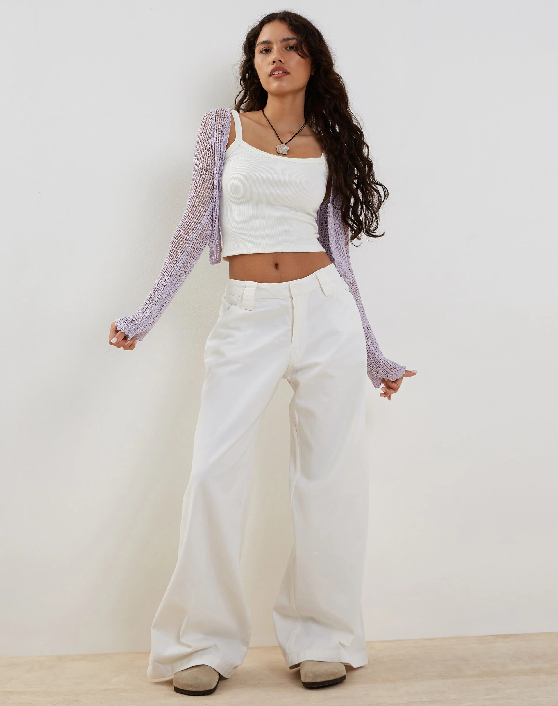 Septa Cropped Strickjacke in Flieder - Image 4