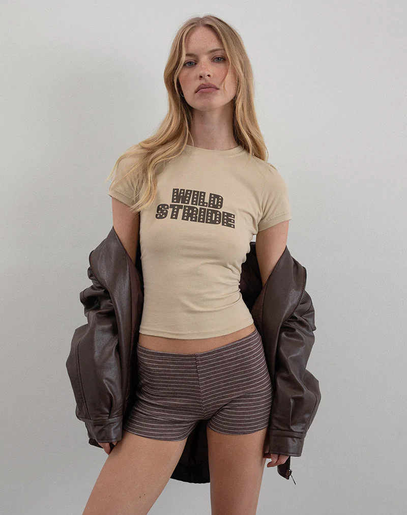 Sera Short in Braun und Grau gestreift - Image 3