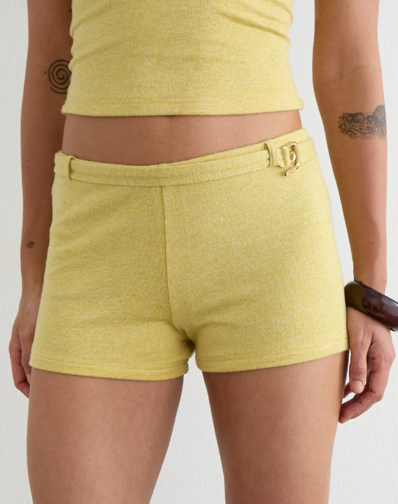 Sera Micro Short in Shimmer Knit Yellow - Image 3