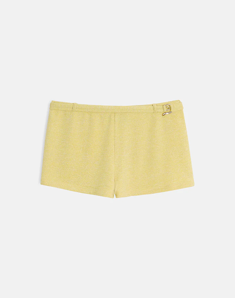 Sera Micro Short in Shimmer Knit Yellow - Image 5