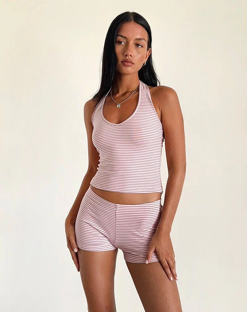 Sera Micro Short in rosa und grauem Jersey-Streifen - Image 3