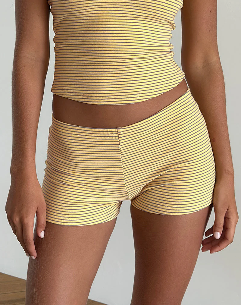 Sera Micro Shorts aus gestreiftem Jersey Gelb Grau - Image 3