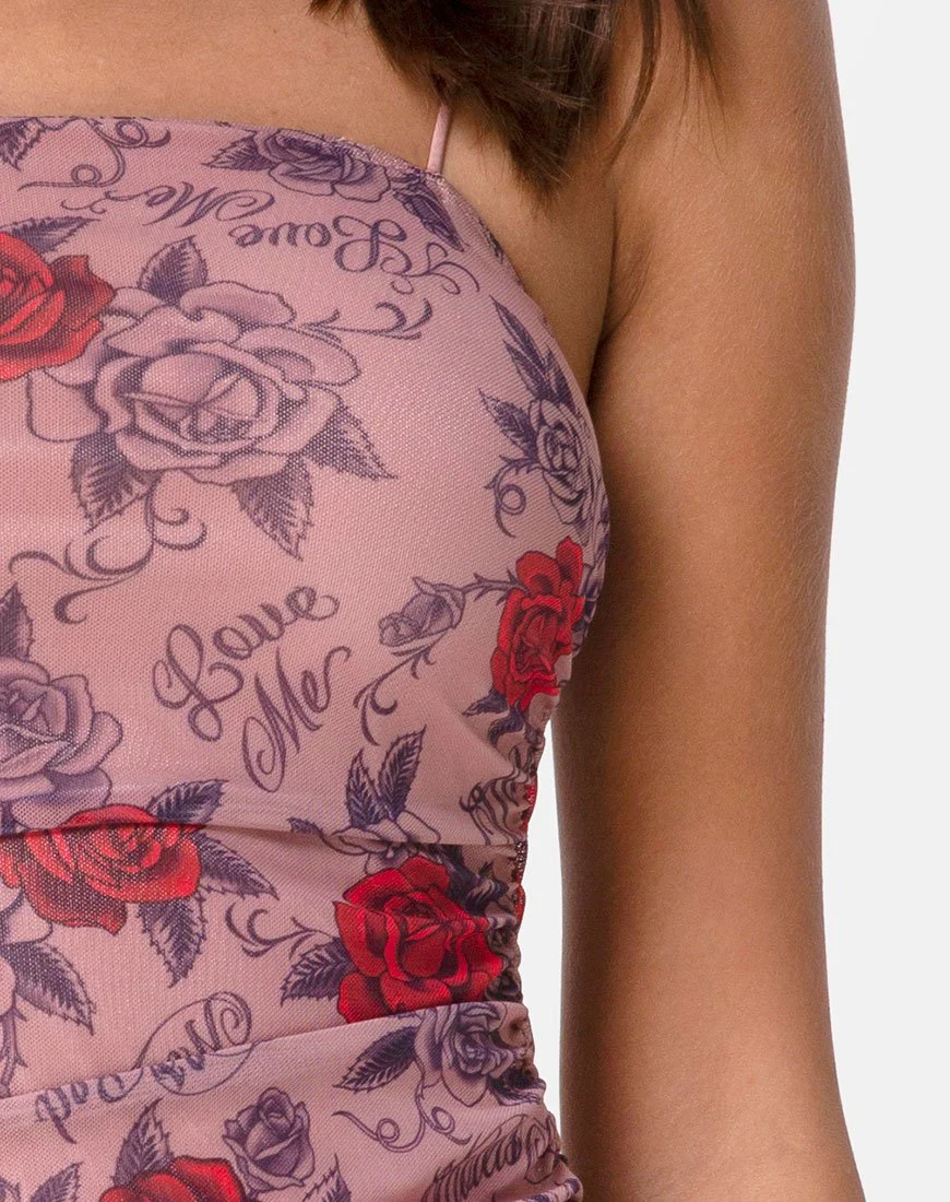 Seruchi Kleid in Roses Are Red Mesh - Image 5