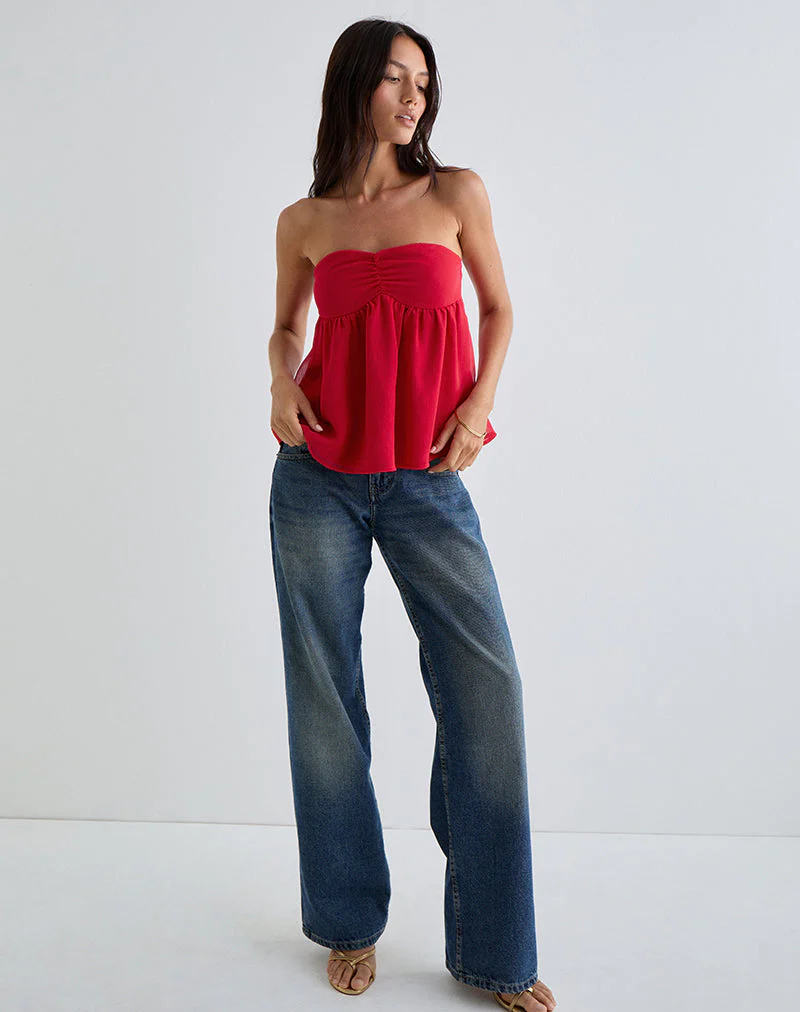Setsuko Bandeau-Langarmshirt in Rot - Image 2