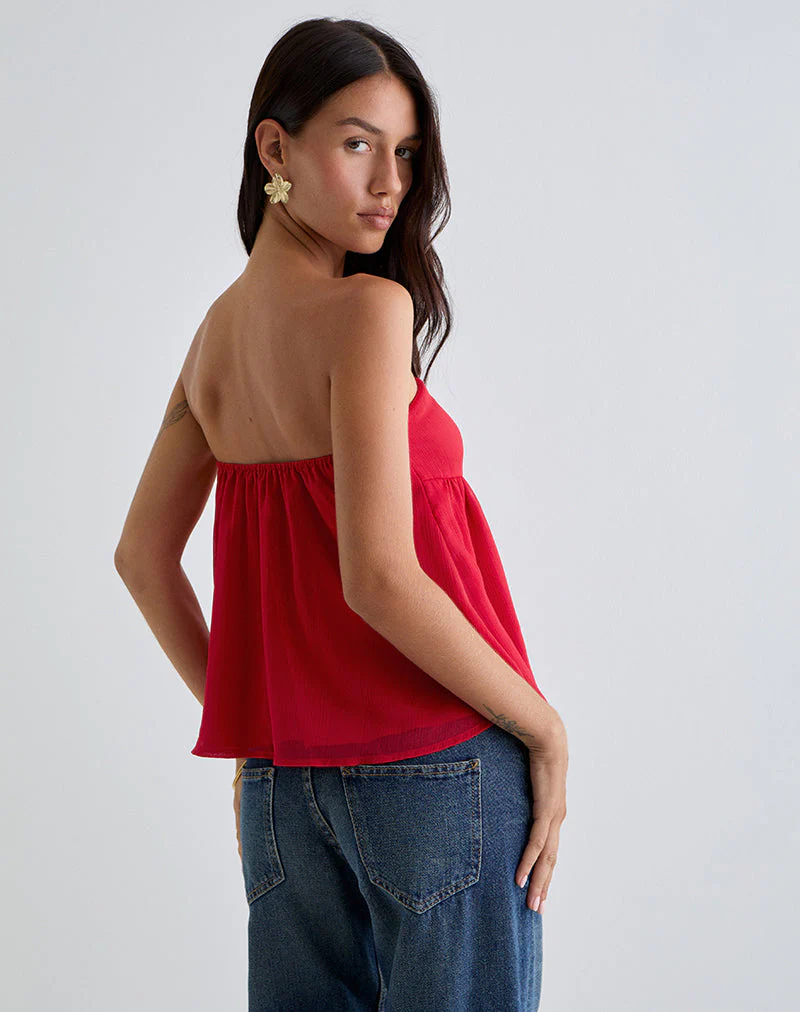 Setsuko Bandeau-Langarmshirt in Rot - Image 3