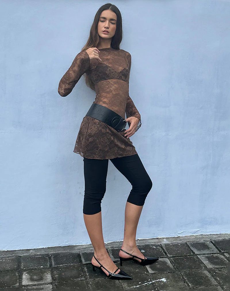 Sevila Langärmeliges Minikleid in Dunkelbraun - Image 4
