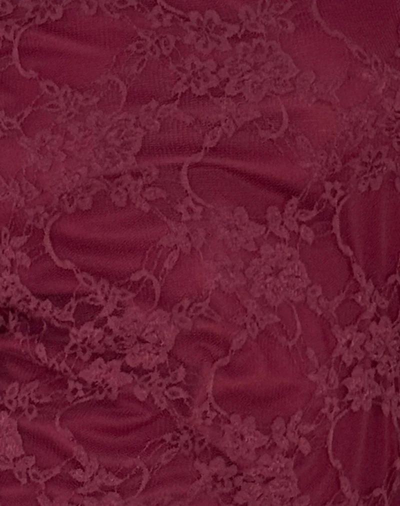 Sevila Langärmeliges Minikleid Spitze Burgund - Image 6