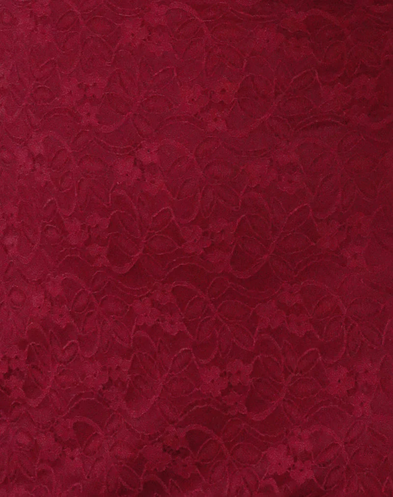 Sevila Langärmeliges Minikleid aus tiefroter Spitze - Image 6