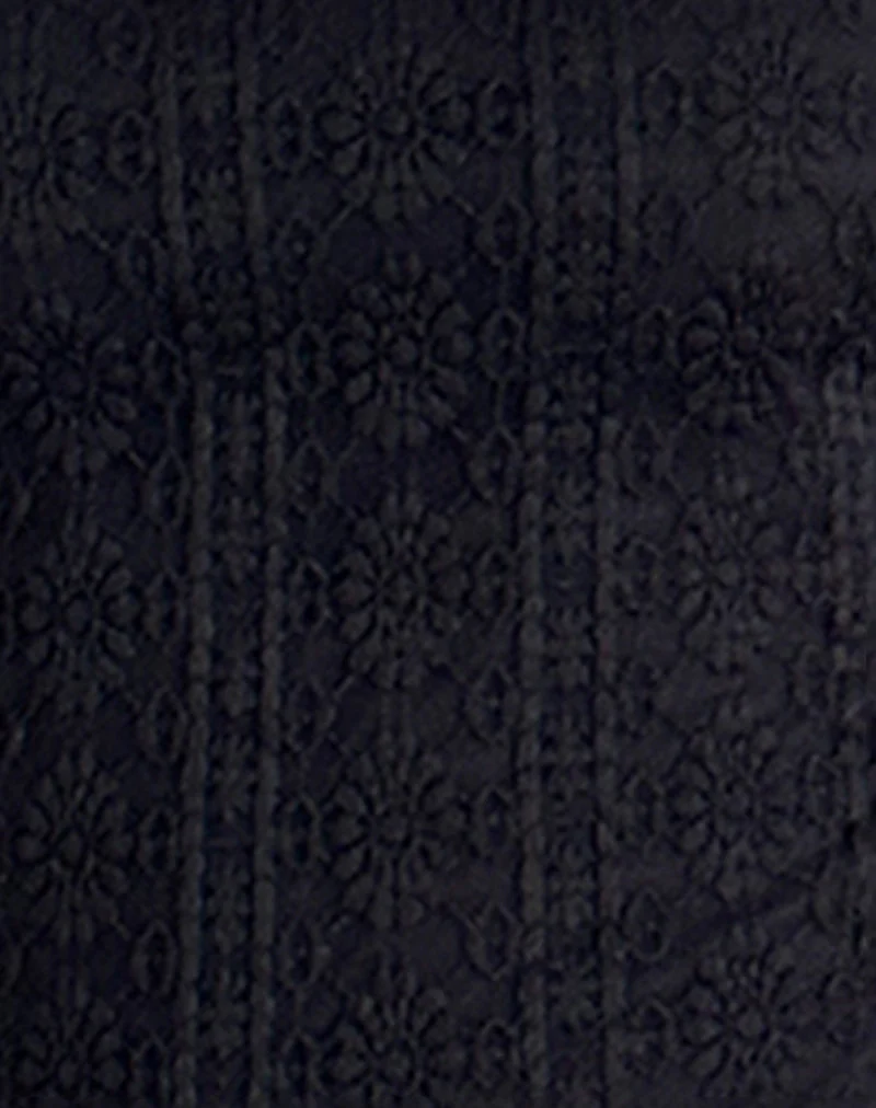 Sevila Langärmeliges Minikleid aus königlicher Spitze Schwarz - Image 6