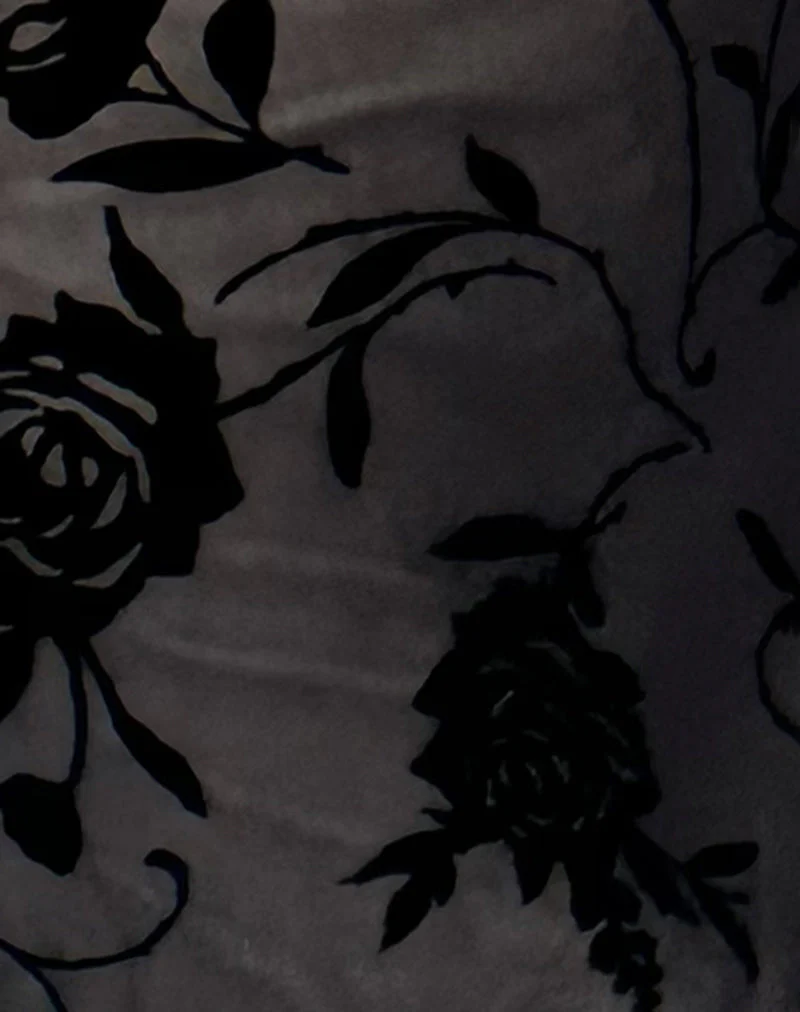 Sevila Langärmeliges Minikleid aus schwarzem Rosenflock - Image 5