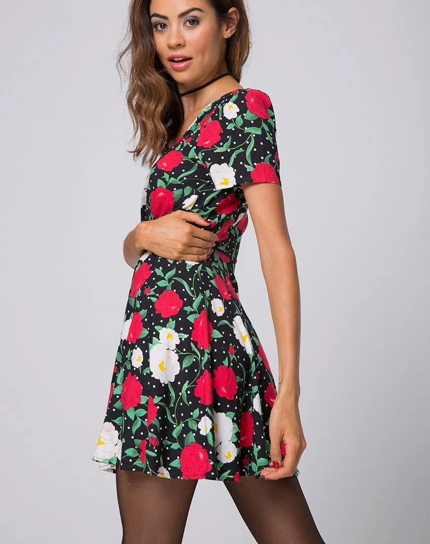 Shaab Skaterkleid in Polka Rose Schwarz - Image 2