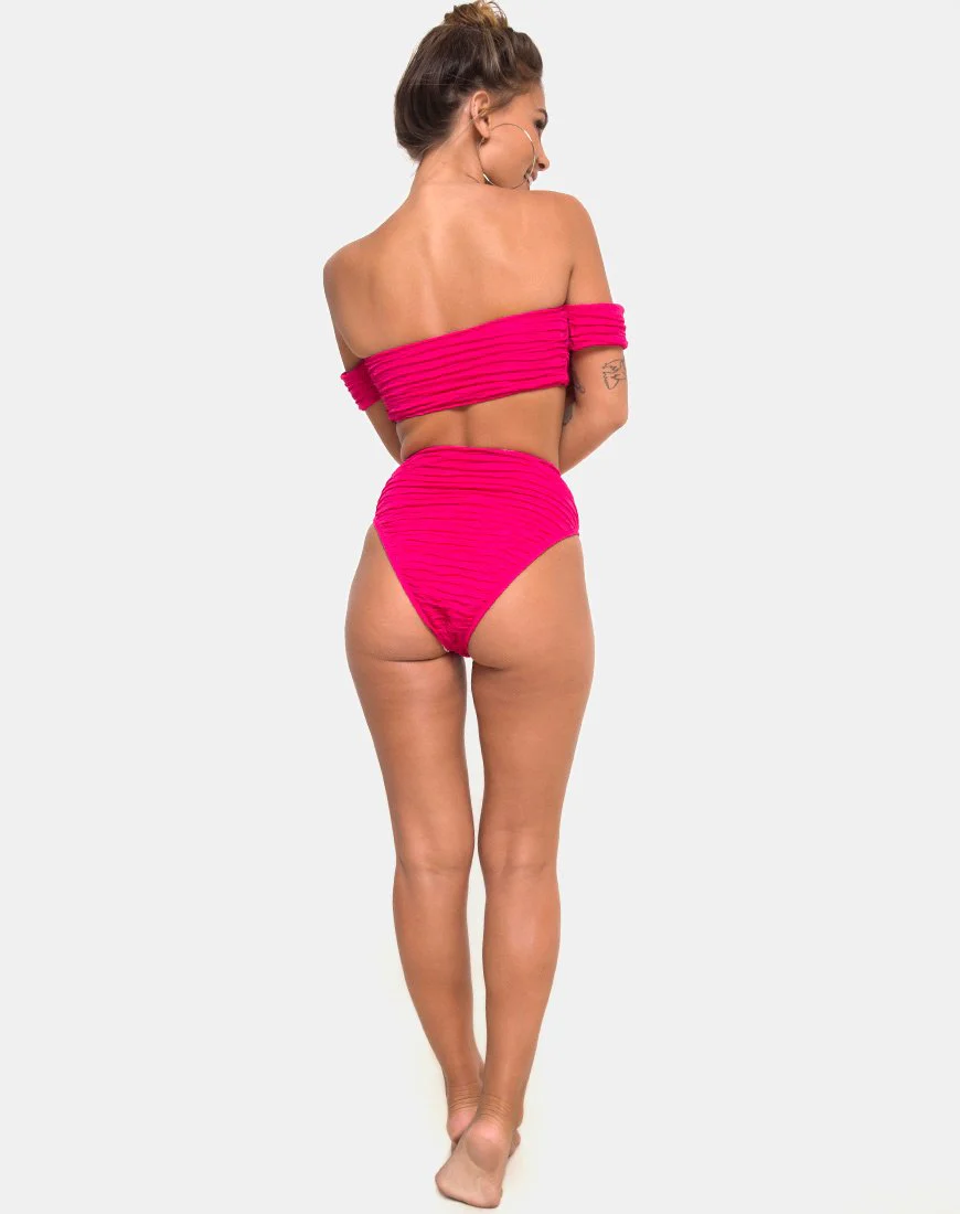 Shaca Bikinioberteil in 80's Crinkle Pink Highlighter - Image 4