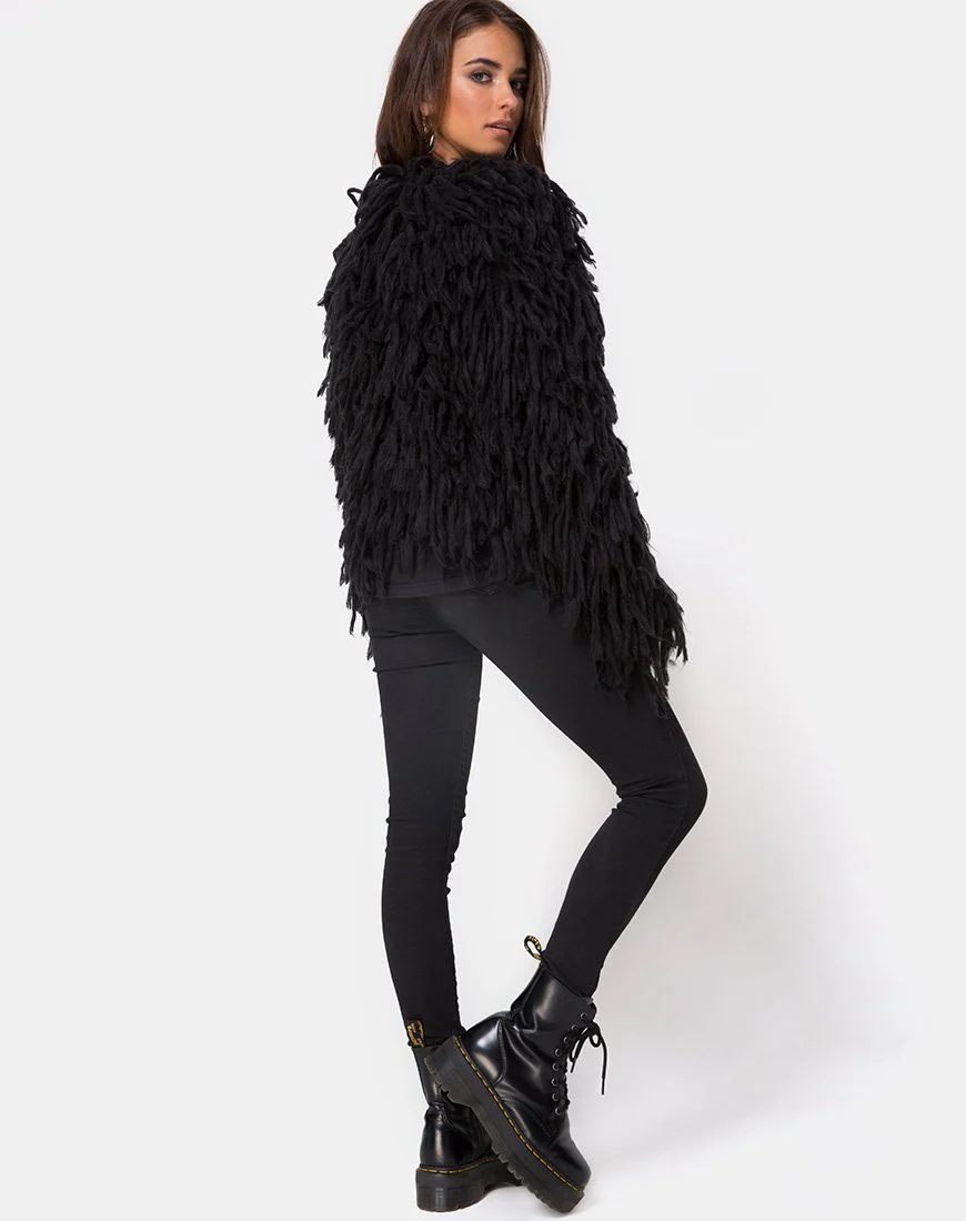 Zottelstrick Cardi aus Moheir Schwarz - Image 4