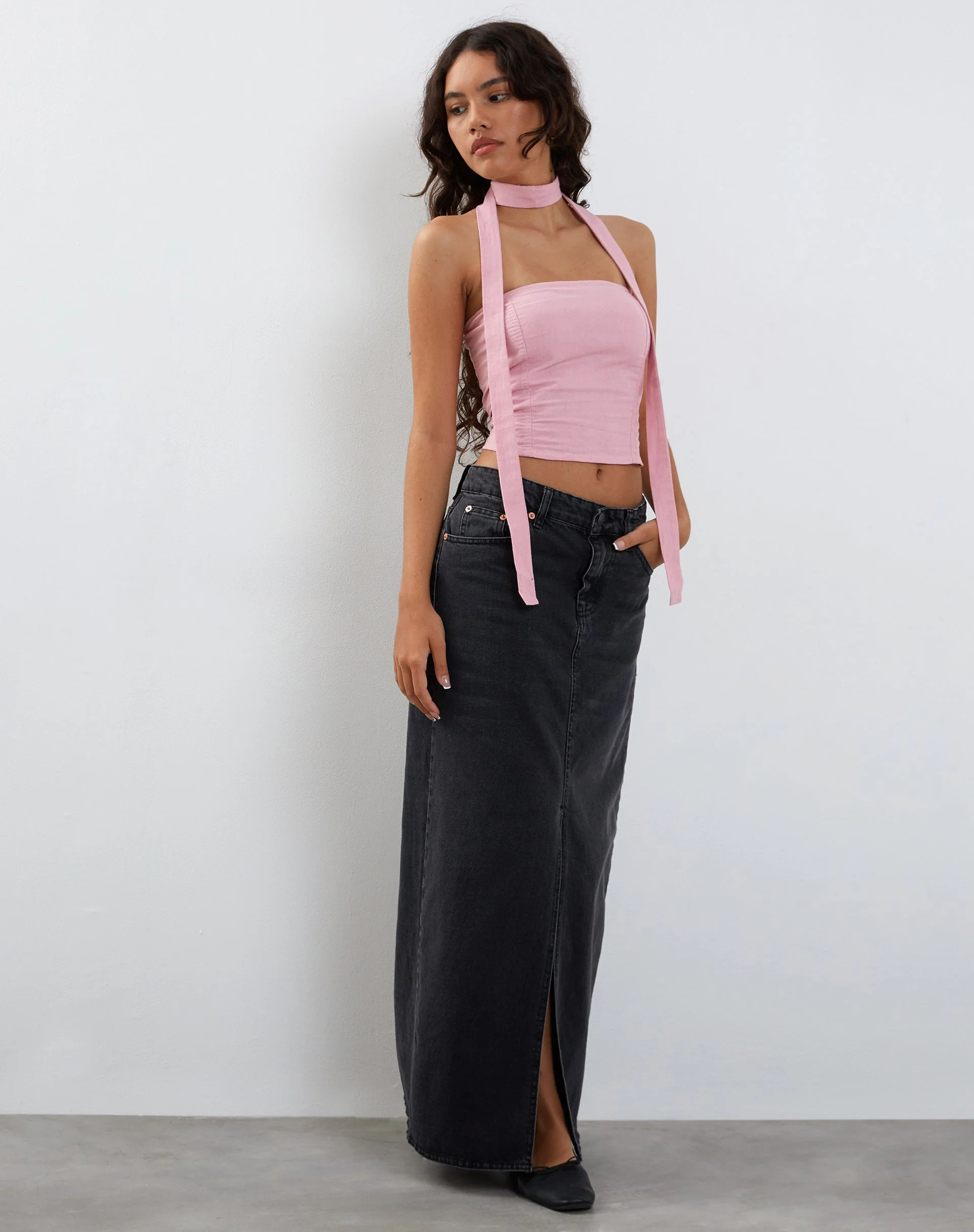 Shaloe Bandeau-Top und Schal-Set in Flamingo-Rosa - Image 3