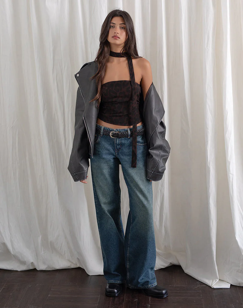 Shaloe Bandeau-Top und Schal in Braun Oversized Jaguar - Image 2