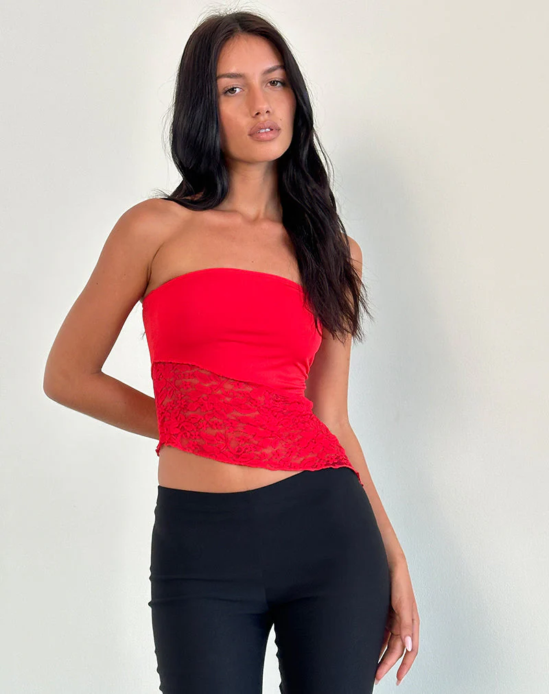 Shanda Lace Tube Top in Rot - Image 3