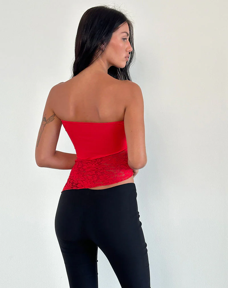Shanda Lace Tube Top in Rot - Image 5