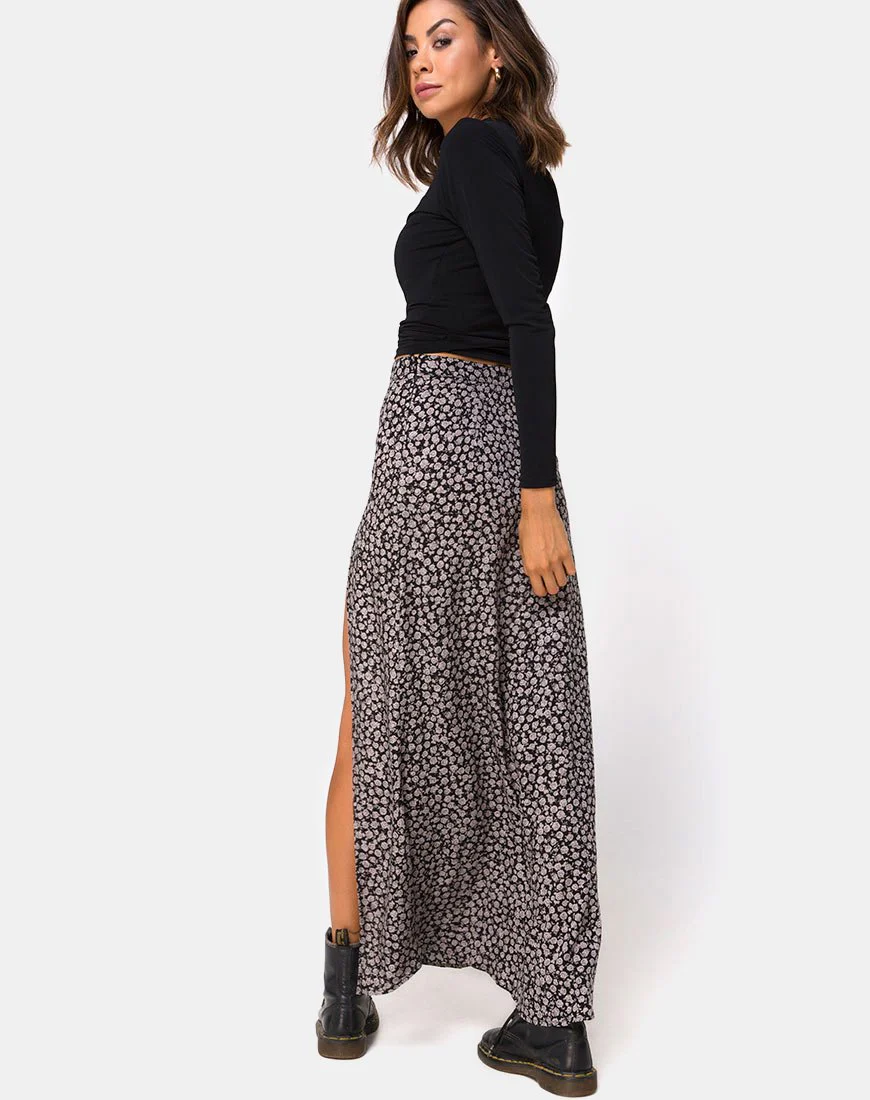 Shayk Maxirock in Ditsy Rose Schwarz - Image 5