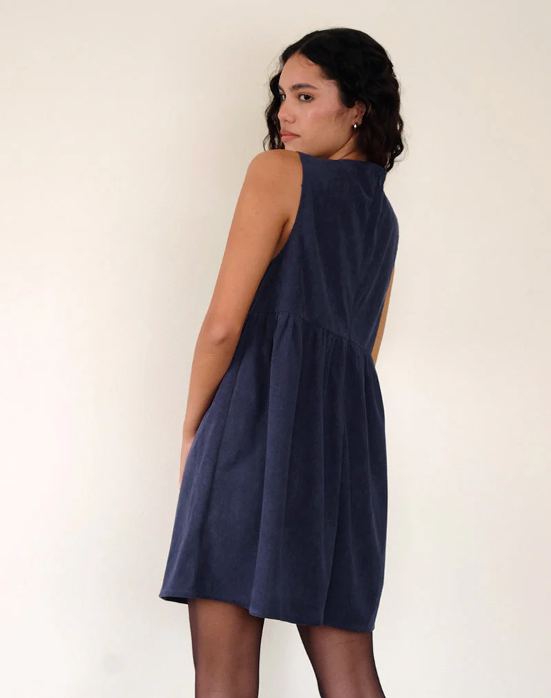Sheba Minikleid aus Babycord Tinte Blau - Image 4