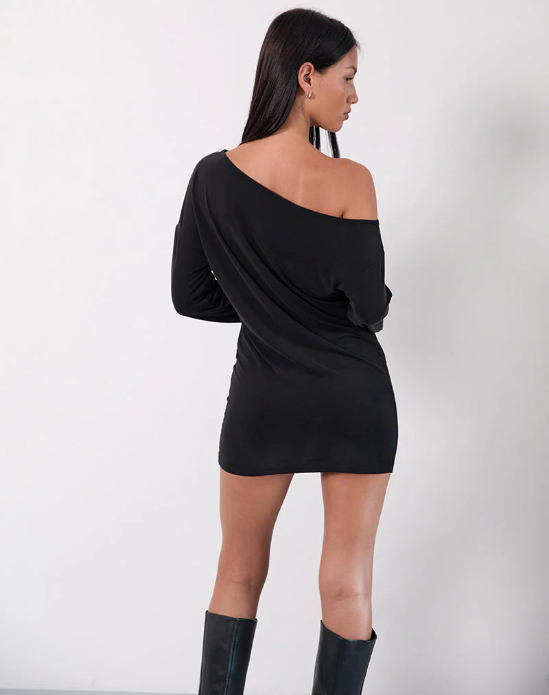 Shelisa Schlabber-Minikleid in Schwarz - Image 4