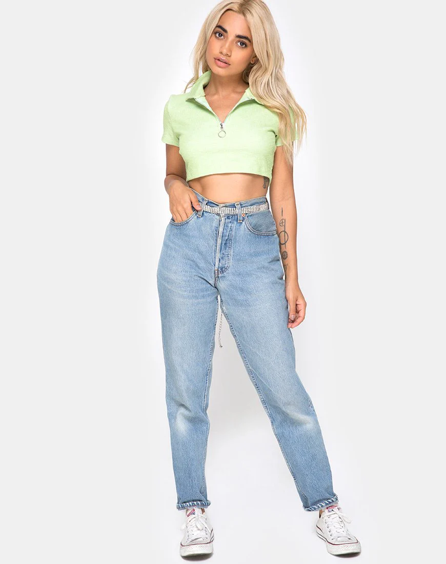 Shen Crop Top aus Rippstrick in Pastelllimette - Image 3