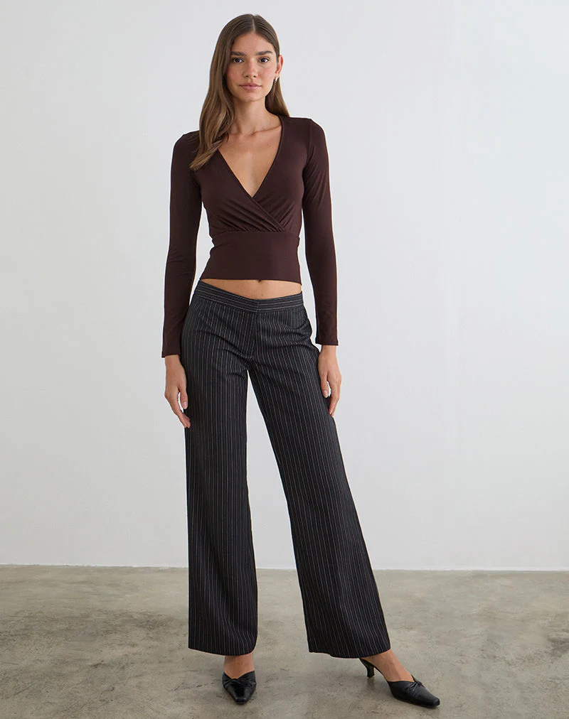 Sheon Langarm-Oberteil aus Rayon-Jersey in Bitter Chocolate - Image 3