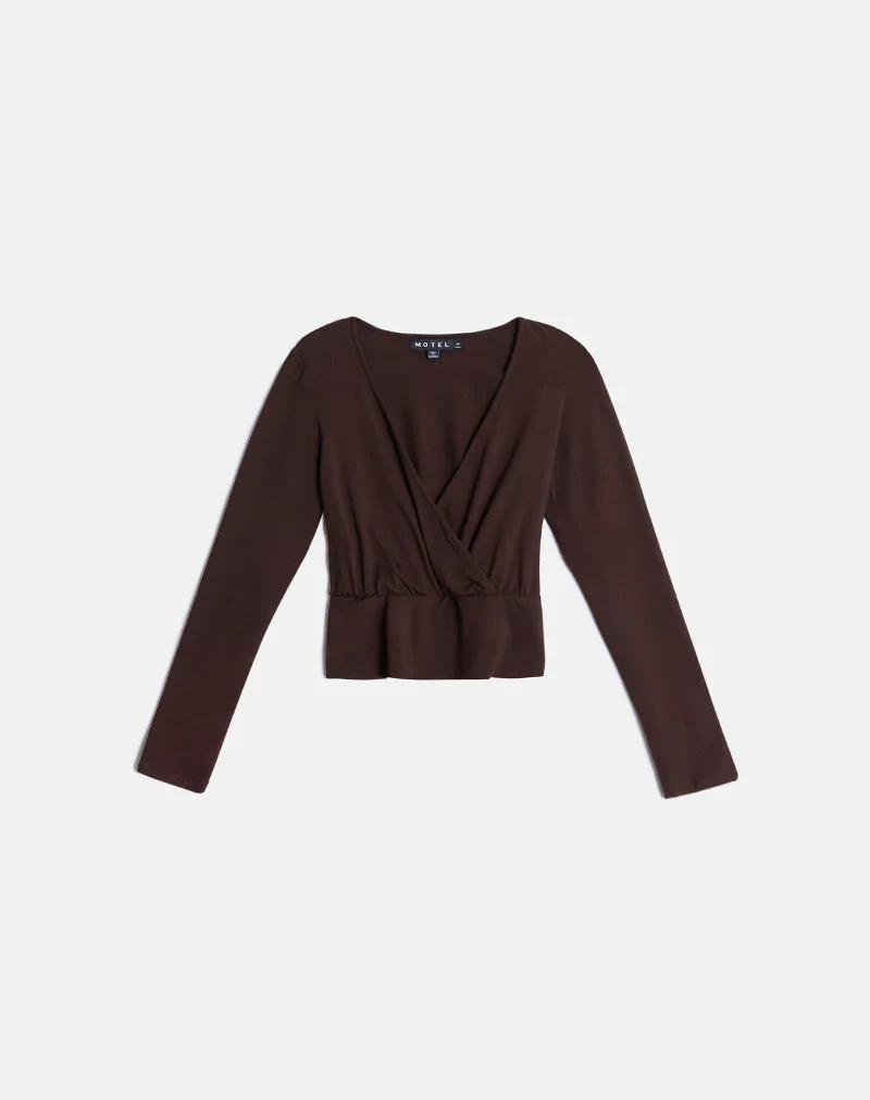 Sheon Langarm-Oberteil aus Rayon-Jersey in Bitter Chocolate - Image 4