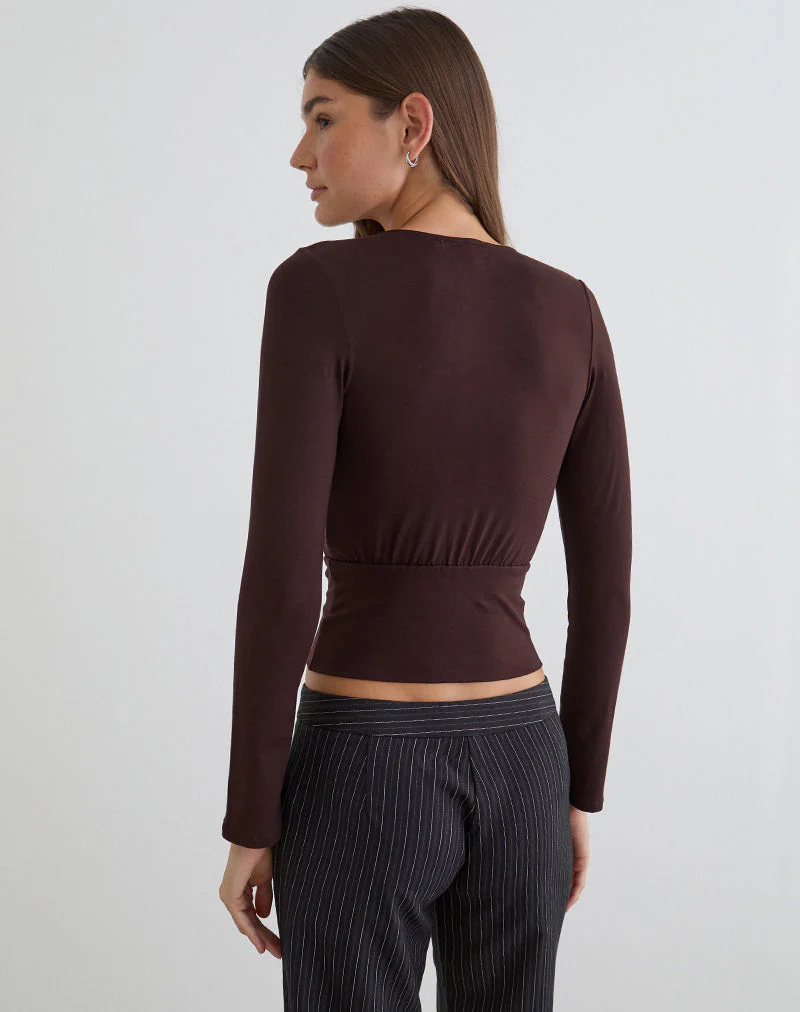 Sheon Langarm-Oberteil aus Rayon-Jersey in Bitter Chocolate - Image 5