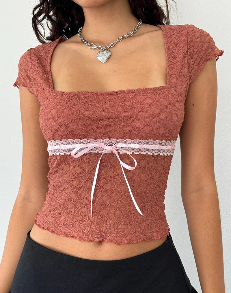 Sherine Spitzen-Top in verwelktem Rosa