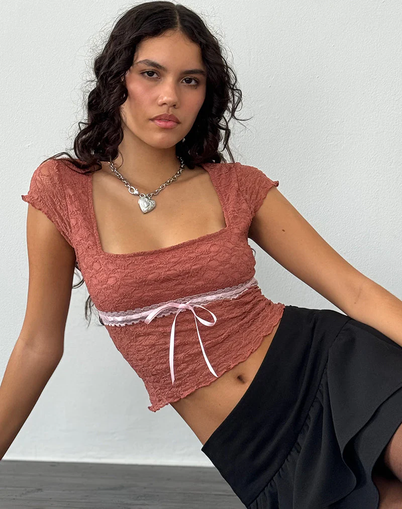 Sherine Spitzen-Top in verwelktem Rosa - Image 2