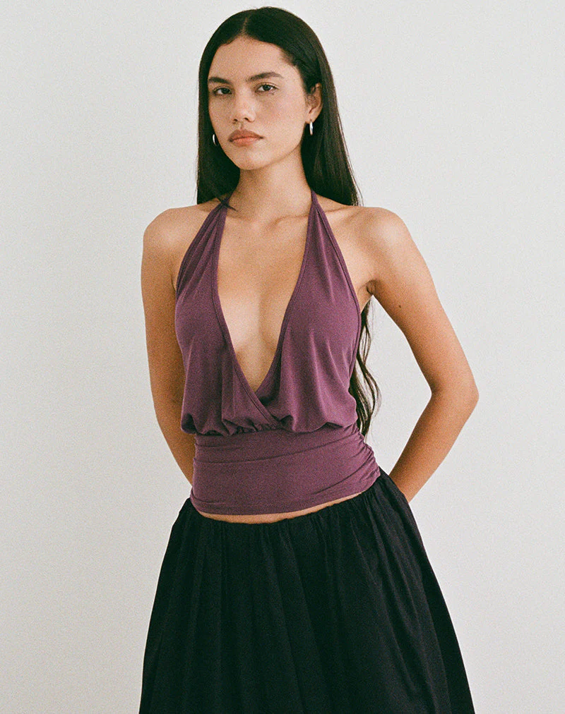 Sherlyn Neckholder-Top aus Cupro Deep Purple - Image 4