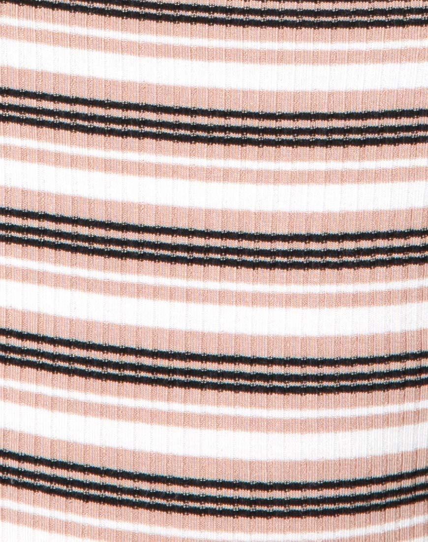 Shidi Ausgeschnittenes Mieder aus Rippenstreifen Creme Schwarz und Tan - Image 5