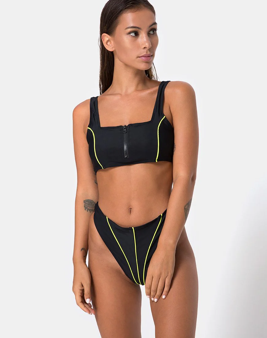 Shielle Bikini-Unterteil in Schwarz mit Kontrastpaspel - Image 4