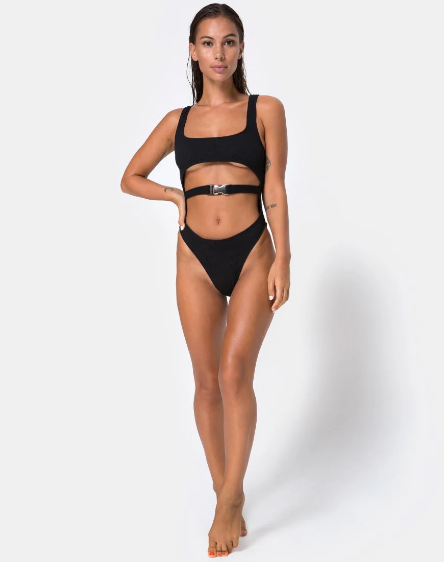 Shila Cutout-Badeanzug in Schwarz Schnalle - Image 3