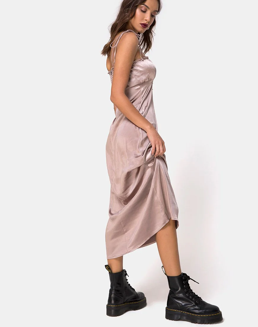 Shilia Kleid in Satin Nerz - Image 4