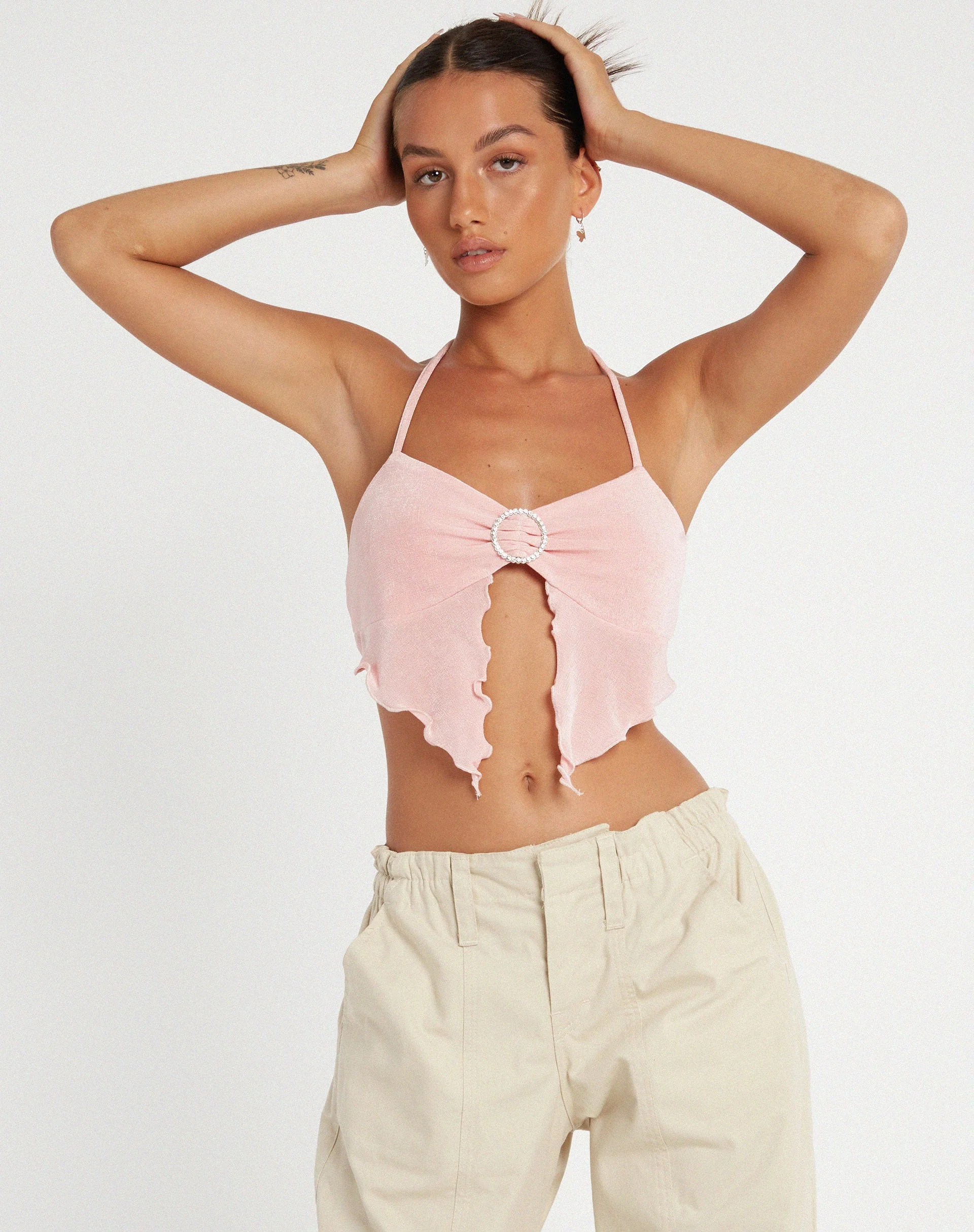 Shima Top aus Krepp in Babyrosa