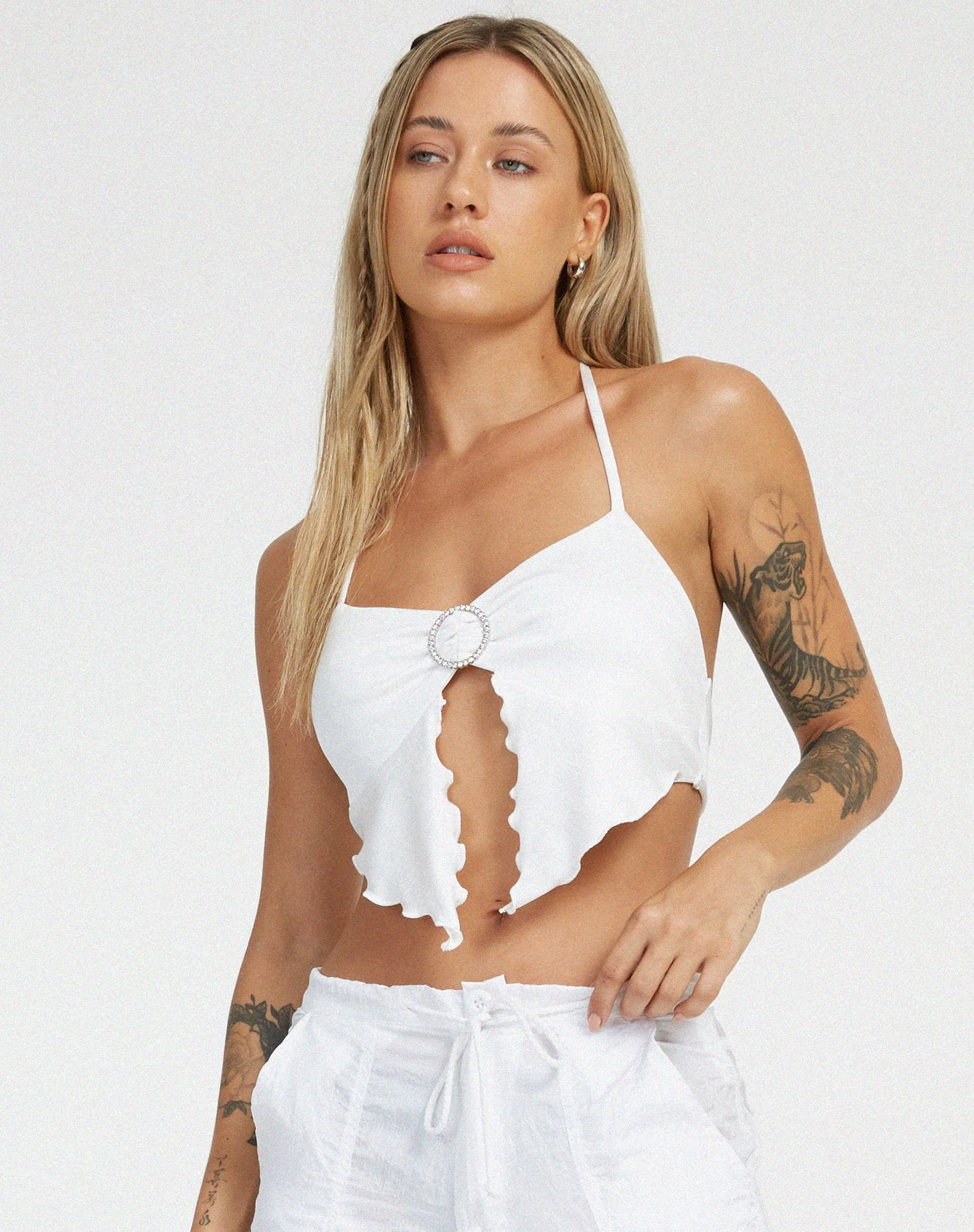 Shima Crop Top in Weiß - Image 2
