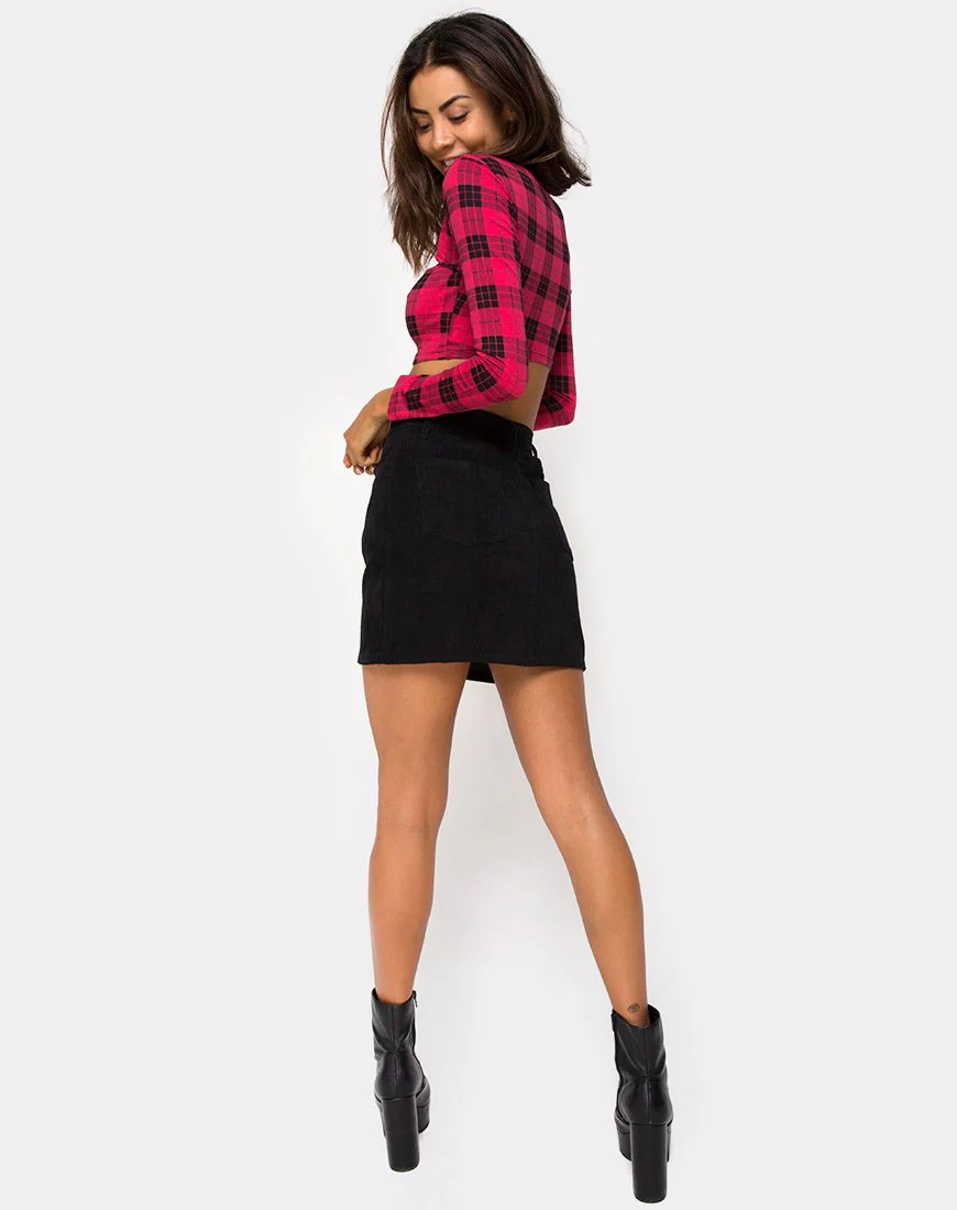 Shimla Crop Top in Winter Plaid Rot / Schwarz - Image 8