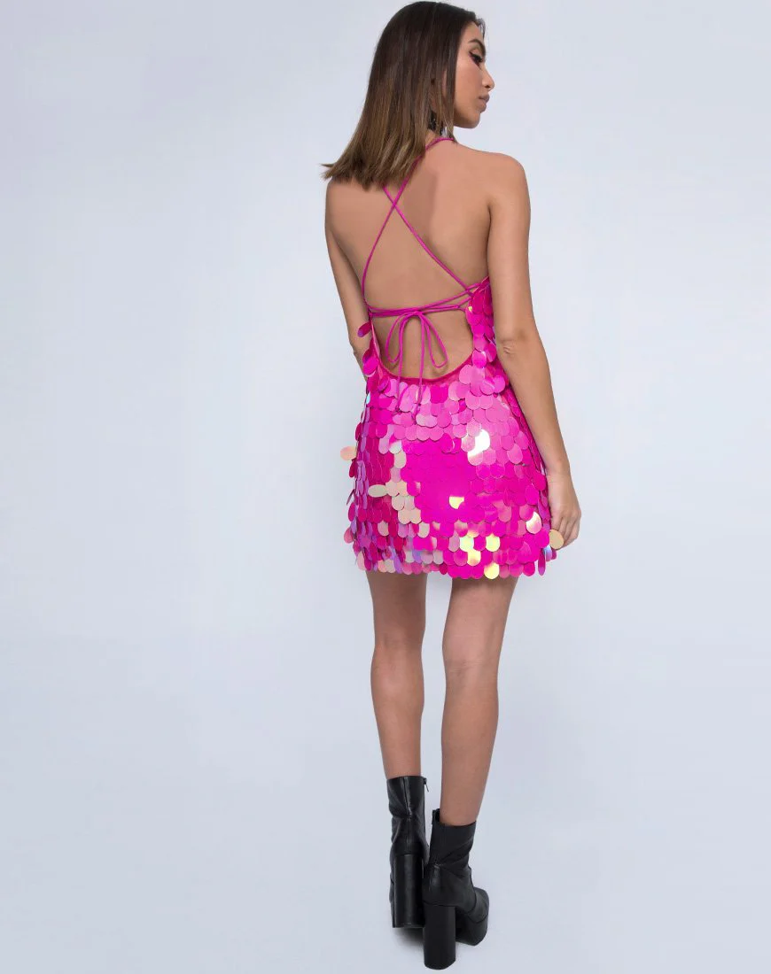 Shine Kleid in Tear Drop Pailletten Fuschia Shine - Image 2