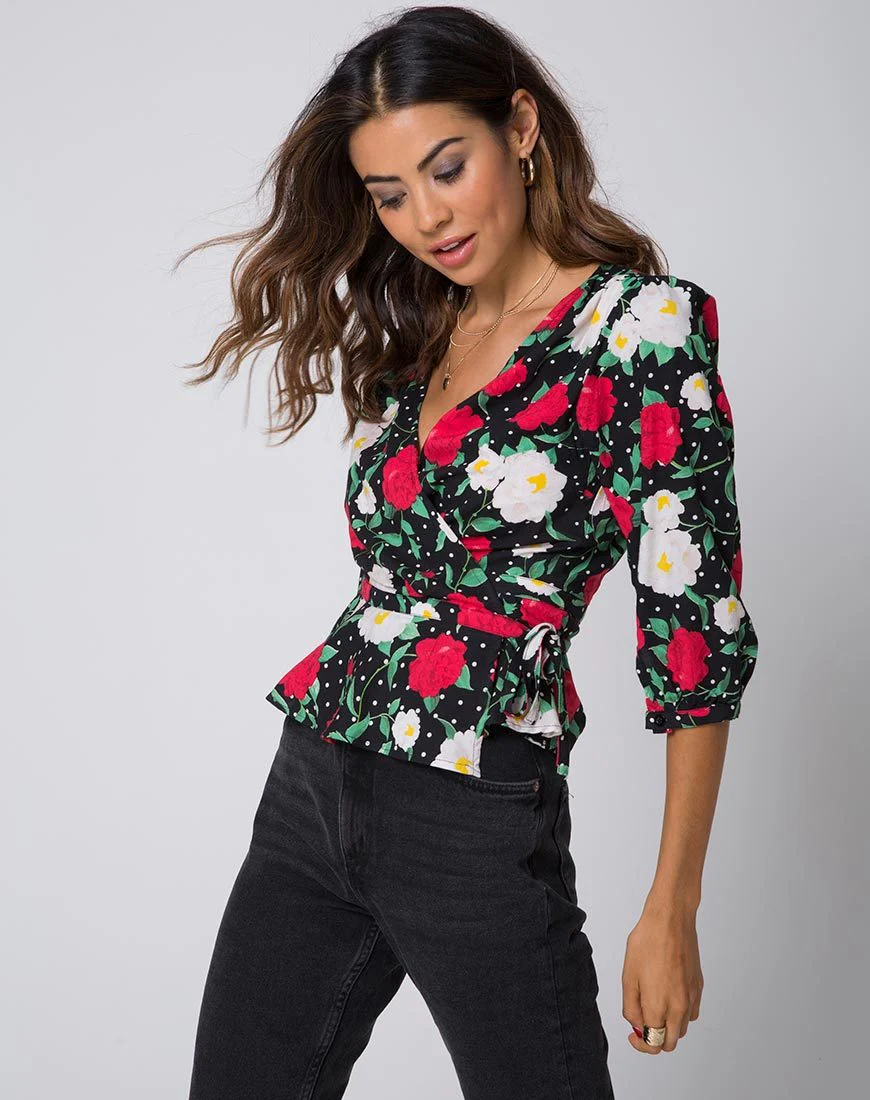 Shon Wickeloberteil in Polka Rose Schwarz - Image 3