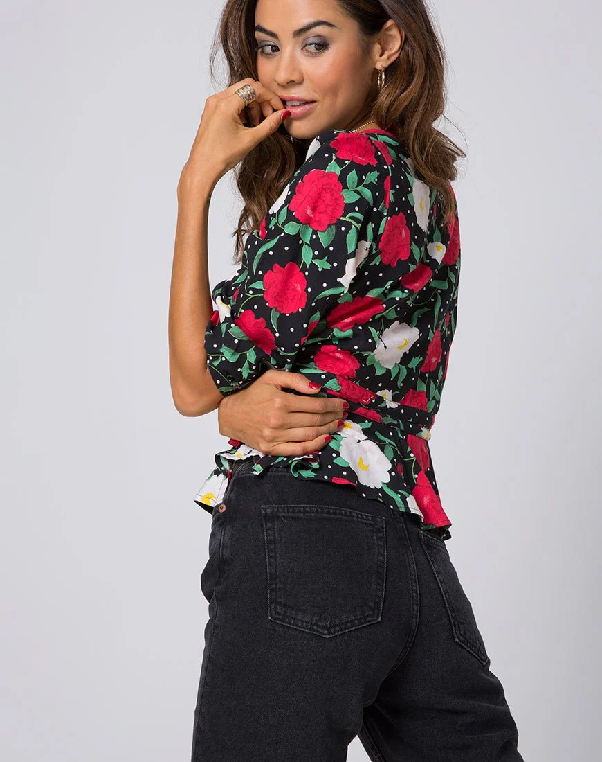Shon Wickeloberteil in Polka Rose Schwarz - Image 6