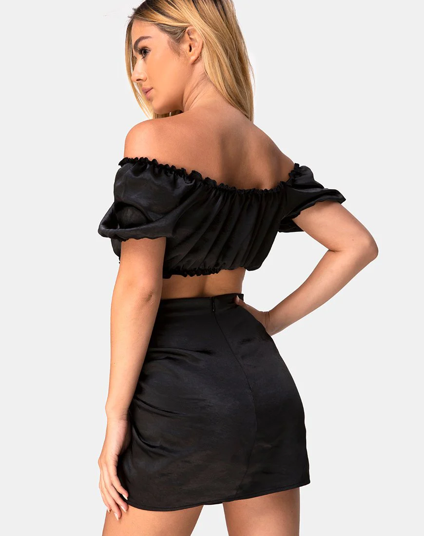 Shoti Minirock aus Satin Schwarz - Image 2
